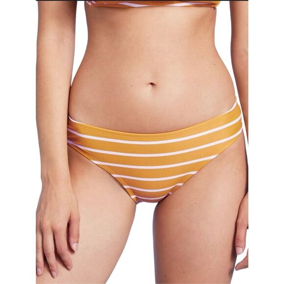 Kona Sol Yellow and White Stripe Swim Bikini Bottom Size XL New - Picture 1 of 4